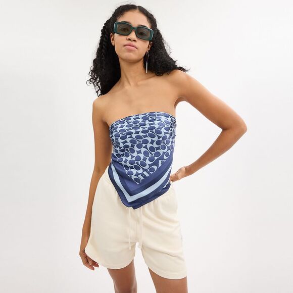 NWT Coach Outlet Signature Print Silk Square Scarf - Picture 2 of 3